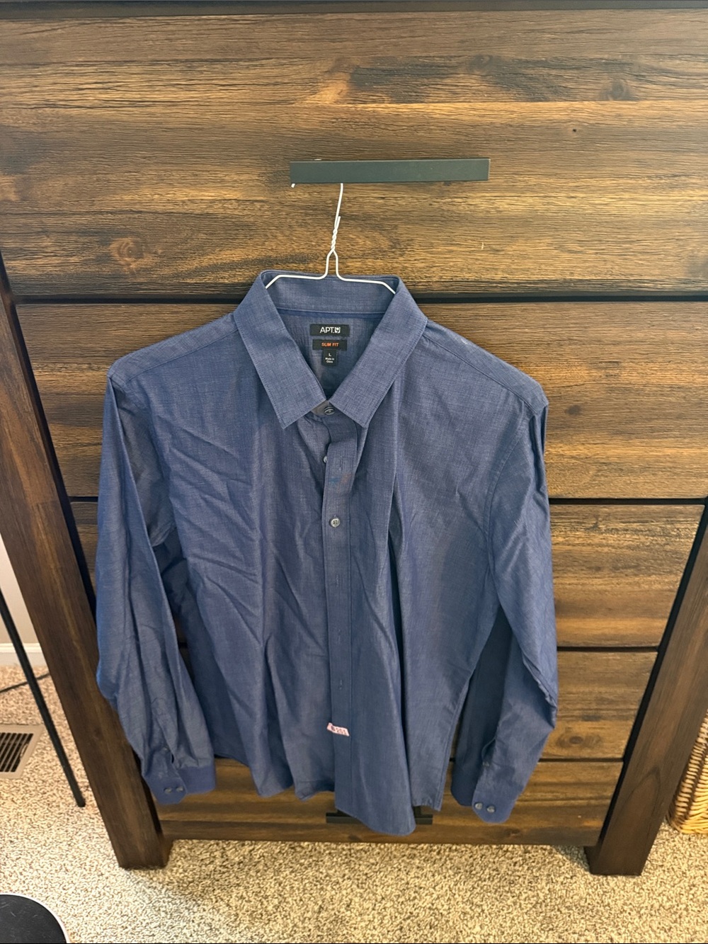 Apt. 9 Men's Navy Blue Long-Sleeve Button-Up Dress Shirt